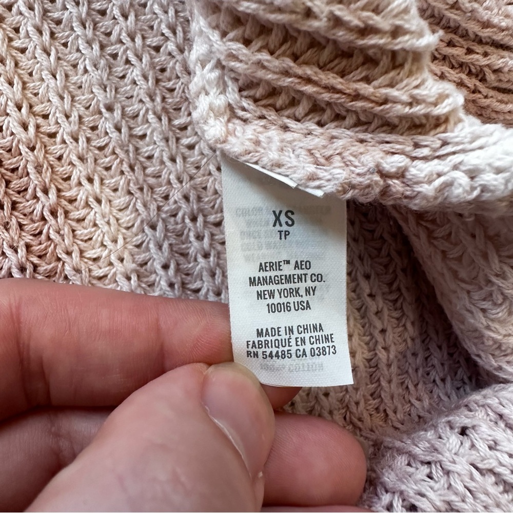 AERIE OPEN KNIT OVERSIZED SWEATER in Raw Sienna - Picture 3 of 8